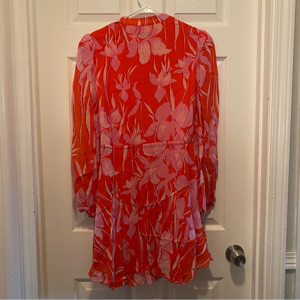 MILLY Reina Parrot Tulip Dress – Coral Multi / Red & Pink Floral Print - Picture 11 of 11